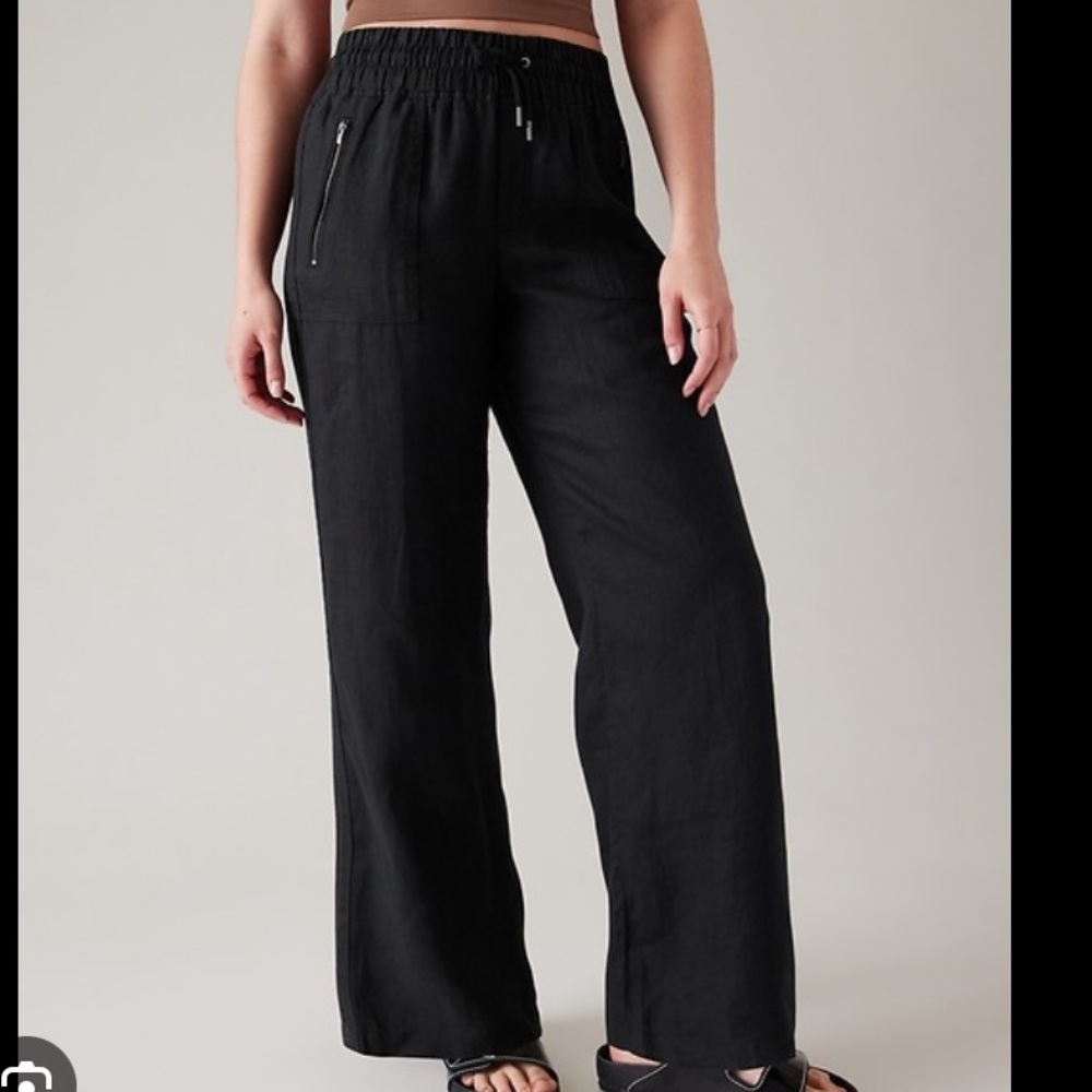 Athleta Solid Black Active Straight Leg Pants - image 1